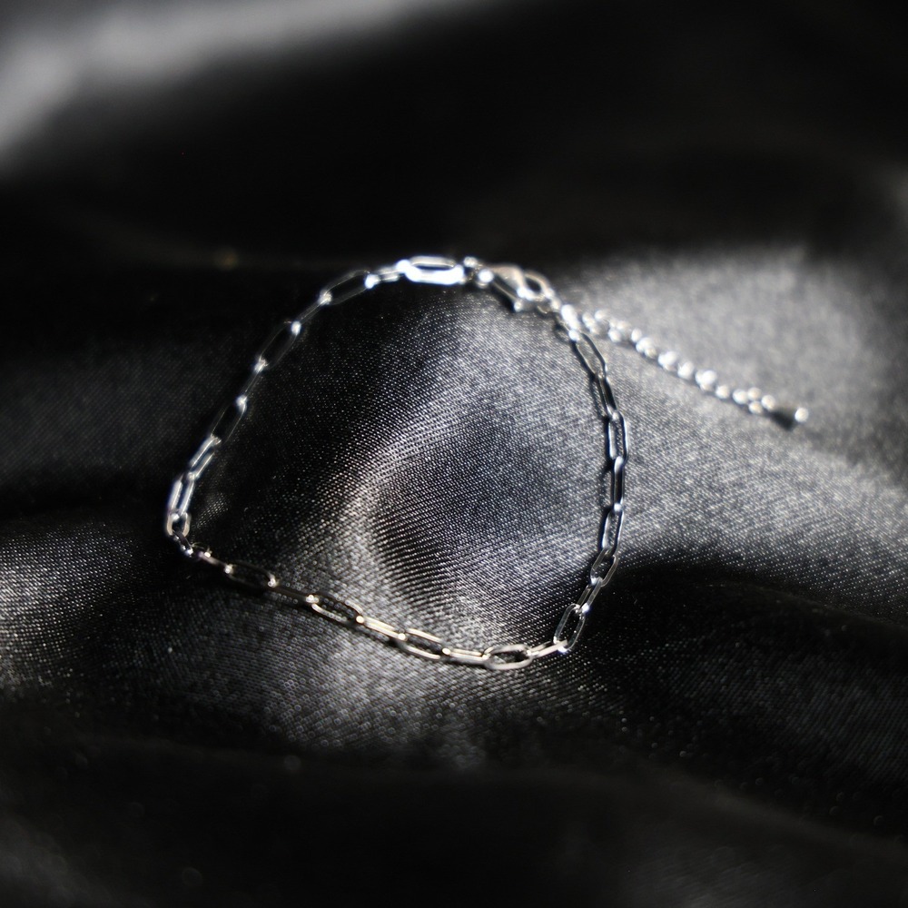 Silver Tone Paperclip Chain Bracelet Minimalist Adjustable Link JW040